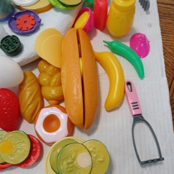 100+ Lot of Kids Pretend Play Toy Food, Dishes, Utensils, Pots, Pans for Kitchen - Picture 7 of 16